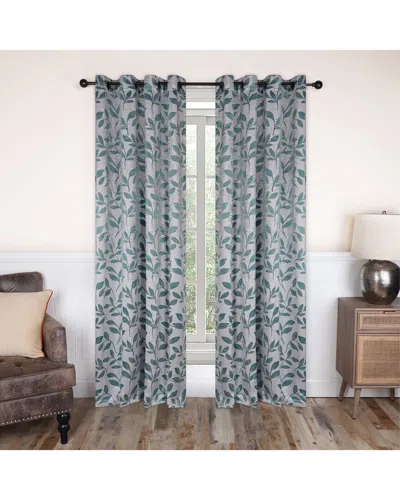 Superior 52x120 Leaves Modern Bohemian Blackout 2pc Curtain Panel Set In Multi