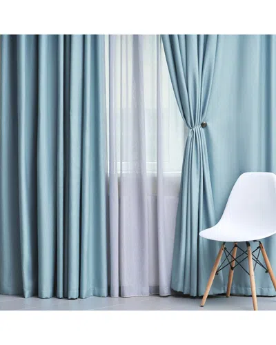 Superior 52x120 Solid Classic Modern Blackout 2pc Curtain Panel Set In Blue