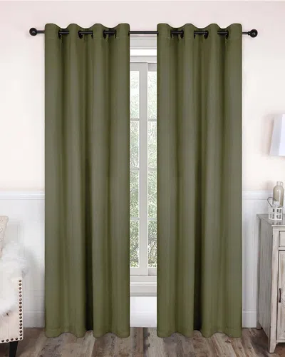 Superior 52x120 Solid Classic Modern Blackout 2pc Curtain Panel Set In Green