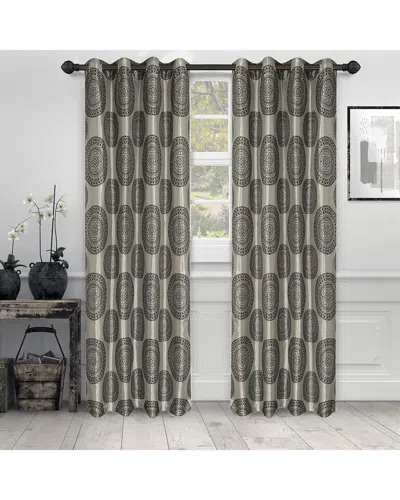 Superior 52x96 Cordon Jacquard Grommet 2pc Curtain Panel Set In Burgundy