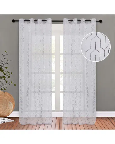 Superior 52x96 Cormac Printed Sheer 2pc Curtain Panel Set In White