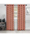 Superior 52x96 Decorative Quatrefoil Embroidered Sheer 2pc Curtain Panel Set In Red