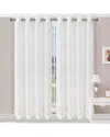 Superior 52x96 Embroidered Damask Sheer Grommet 2pc Curtain Panel Set In White