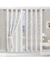 Superior 52x96 Foliage Vintage Rustic Leaves Sheer 2pc Curtain Panel Set In Grey