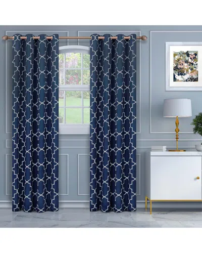 Superior 52x96 Imperial Trellis Blackout 2pc Curtain Panel Set In Navy