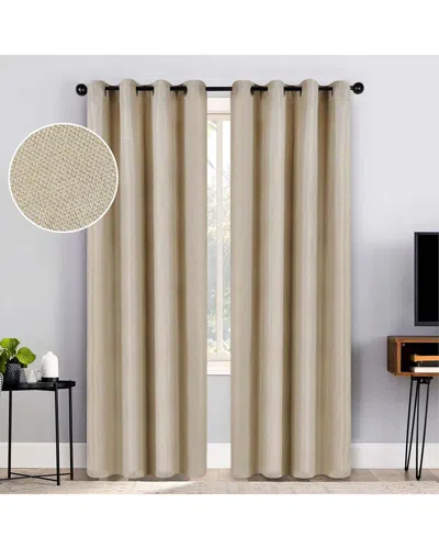 Superior 52x96 Jaxon Textured Blackout 2pc Curtain Panel Set In Beige