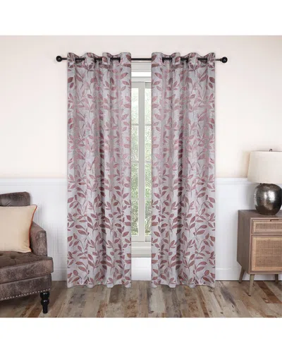 Superior 52x96 Leaves Modern Bohemian Blackout 2pc Curtain Panel Set In Beige