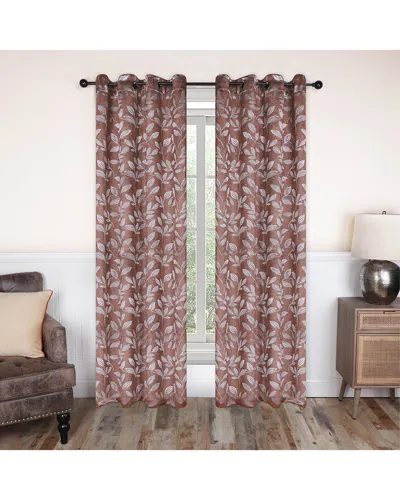 Superior 52x96 Leaves Modern Bohemian Blackout 2pc Curtain Panel Set In Brown