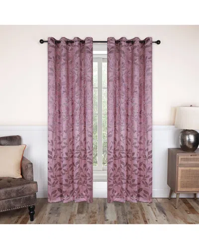 Superior 52x96 Leaves Modern Bohemian Blackout 2pc Curtain Panel Set In Pink