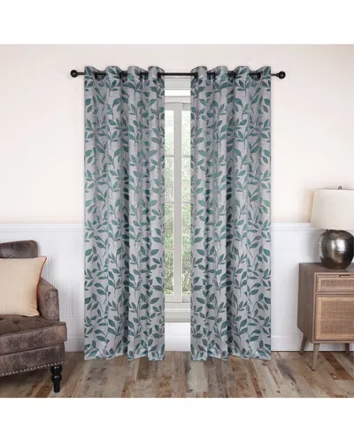 Superior 52x96 Leaves Modern Bohemian Blackout 2pc Curtain Panel Set In Teal
