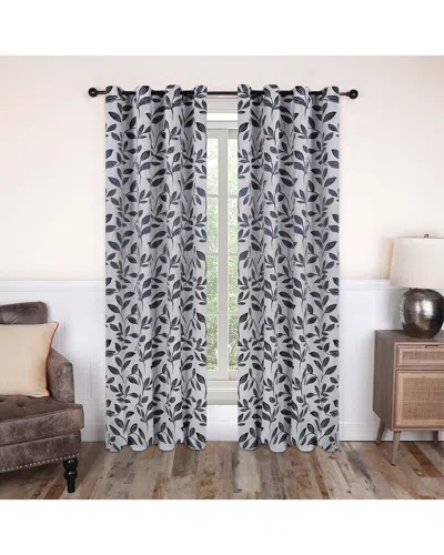 Superior 52x96 Leaves Modern Bohemian Blackout 2pc Curtain Panel Set In White