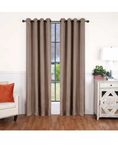 Superior 52x96 Linen-inspired Classic Modern Blackout 2pc Curtain Panel Set In Brown