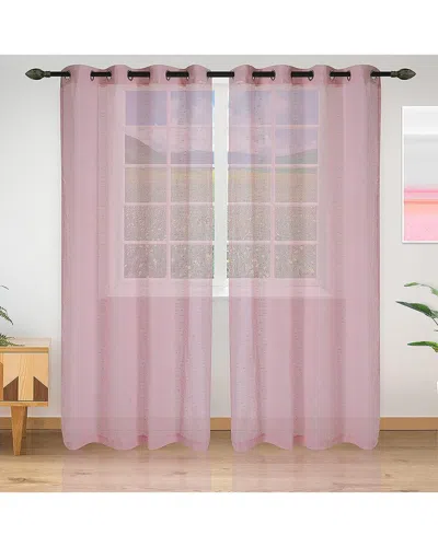 Superior 52x96 Meteorite Sheer Panel Curtains 52x96 2pc Curtain Panel Set In Brown