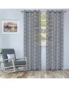 Superior 52x96 Printed Honey Comb Sheer 2pc Curtain Panel Set In Navy
