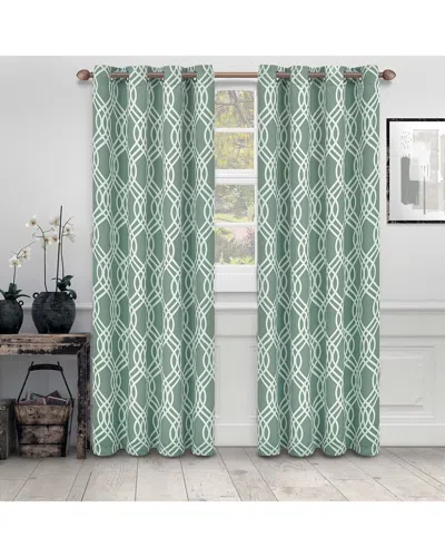 Superior 52x96 Ribbon Blackout Grommet 2pc Curtain Panel Set In Blue