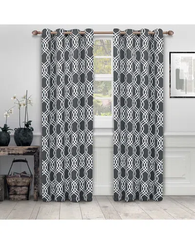 Superior 52x96 Ribbon Blackout Grommet 2pc Curtain Panel Set In Grey