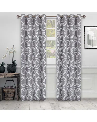 Superior 52x96 Ribbon Blackout Grommet 2pc Curtain Panel Set In Silver