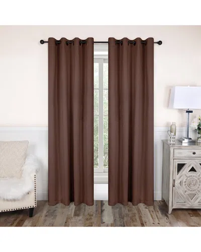 Superior 52x96 Solid Classic Modern Blackout 2pc Curtain Panel Set In Brown