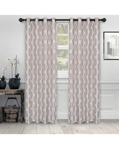 Superior 52x96 Venetian Damask Jacquard 2pc Curtain Panel Set In Metallic