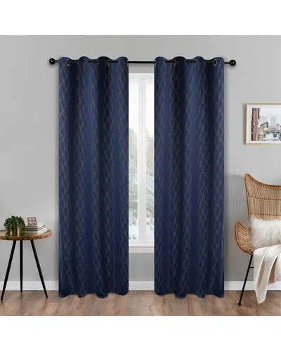Superior 52x96 Zuri Textured Blackout 2pc Curtain Panel Set In Navy