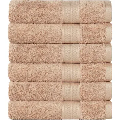 Superior 6-pack Hand Towel Set In Brown