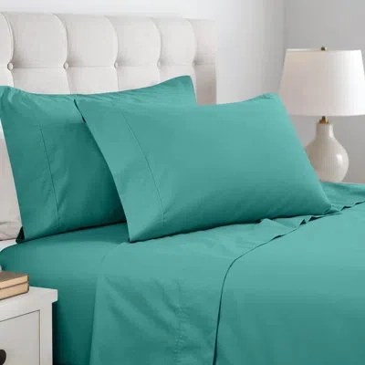 Superior 600 Thread Count Cotton Blend Sateen Solid Pillowcase Set In Teal