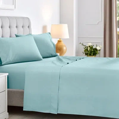 Superior 600 Thread Count Cotton Rich Split King Solid Sheet Set In Light Blue