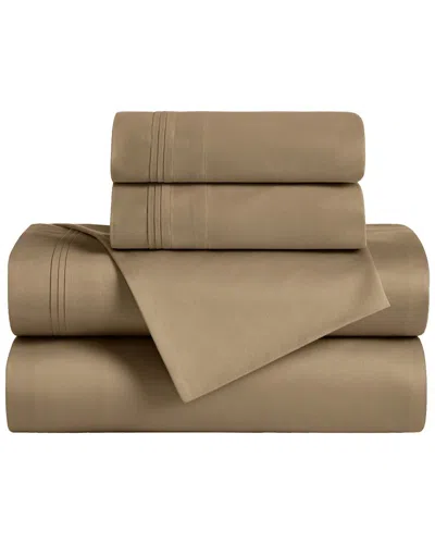 Superior 650 Thread Count Egyptian Cotton Solid Deep Pocket Sheet Set In Brown