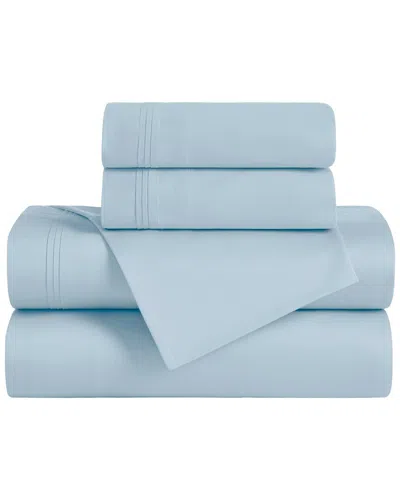 Superior 650 Thread Count Egyptian Cotton Solid Deep Pocket Sheet Set In Blue