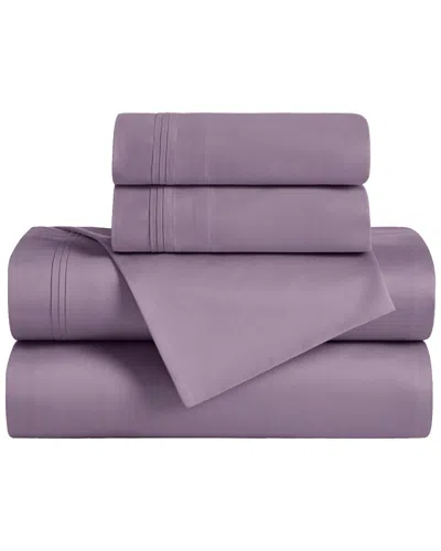 Superior 650 Thread Count Egyptian Cotton Solid Deep Pocket Sheet Set In Purple