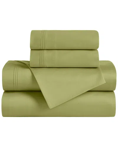Superior 650 Thread Count Egyptian Cotton Solid Deep Pocket Sheet Set In Olive