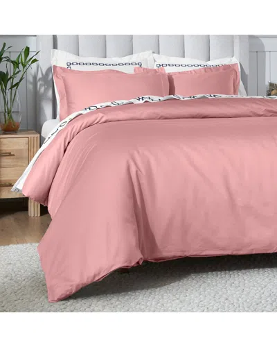 Superior 650 Thread Count Egyptian Cotton Solid Duvet Cover Set In Blush