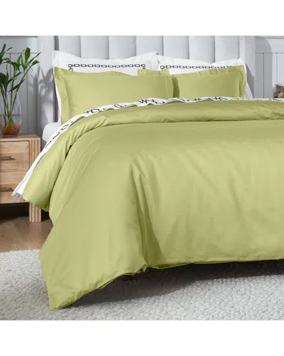 Superior 650 Thread Count Egyptian Cotton Solid Duvet Cover Set In Green