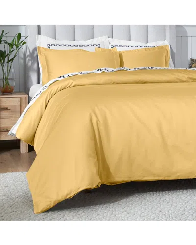 Superior 650 Thread Count Egyptian Cotton Solid Duvet Cover Set In Yellow
