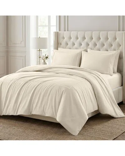 Superior 650 Thread Count Embroidered Egyptian Cotton Duvet Cover Set In Beige