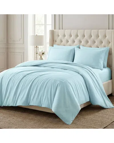 Superior 650 Thread Count Embroidered Egyptian Cotton Duvet Cover Set In Green
