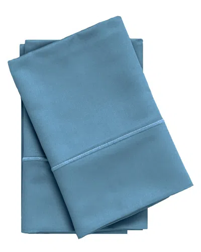 Superior 650 Thread Count Embroidered Egyptian Cotton Set Of 2 Pillow Cases In Blue