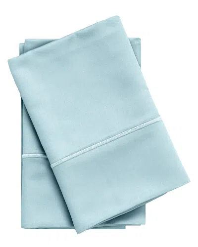 Superior 650 Thread Count Embroidered Egyptian Cotton Set Of 2 Pillow Cases In Blue