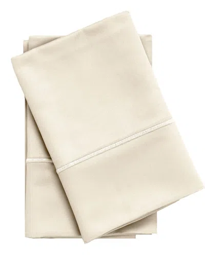 Superior 650 Thread Count Embroidered Egyptian Cotton Set Of 2 Pillow Cases In Neutral