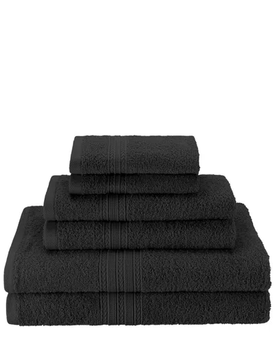 Superior 6pc Cotton Towel Set In Black