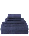 Superior 6pc Cotton Towel Set In Blue