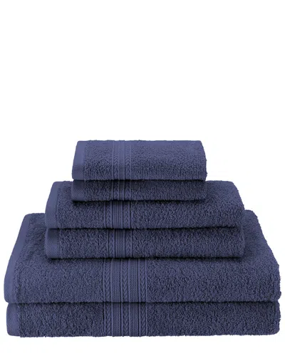 Superior 6pc Cotton Towel Set In Blue