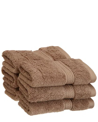 Superior 6pc Egyptian Cotton Washcloth Set In Brown