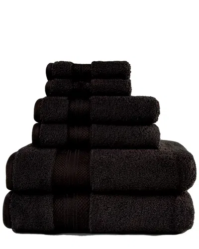 Superior 6pc Turkish Cotton Towel Set In Black