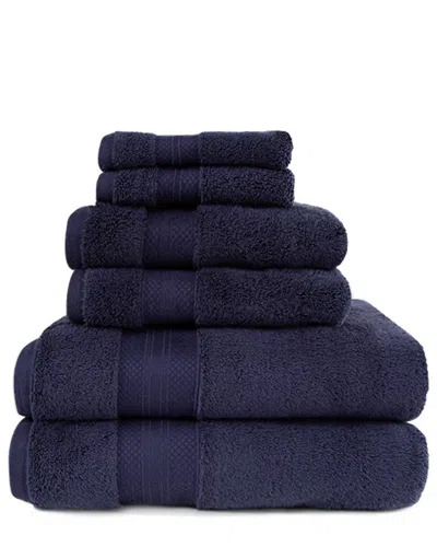 Superior 6pc Turkish Cotton Towel Set In Blue