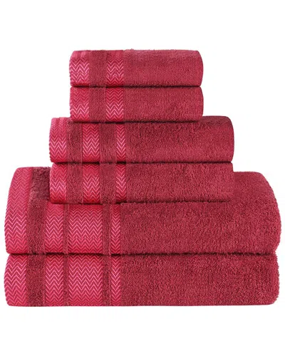 Superior 6pc Zero Twist Cotton Dobby Border Plush Soft Absorbent Towel Set