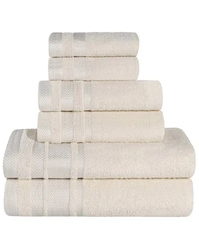 Superior 6pc Zero Twist Cotton Dobby Border Plush Soft Absorbent Towel Set In Pink