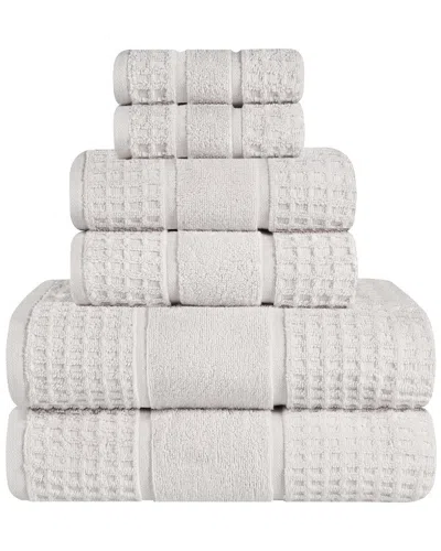 SUPERIOR SUPERIOR 6PC ZERO TWIST COTTON WAFFLE HONEYCOMB PLUSH SOFT ABSORBENT TOWEL SET