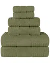 Superior 6pc Zero Twist Cotton Waffle Honeycomb Plush Soft Absorbent Towel Set In Green