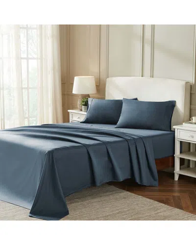 Superior 850 Thread Count 100% Cotton Solid Bed Sheet Set In Blue